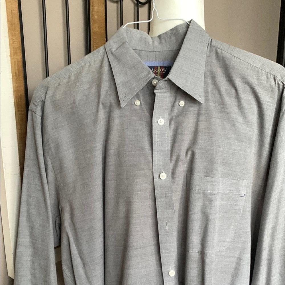 Arrow Gray Dress Shirt with Pointed Collar